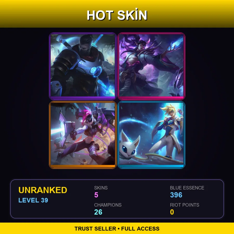 EUW | Lv39 | Unranked | 5 Skin | 26 Champ
