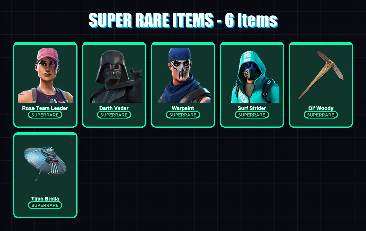 [PC/XBOX] | Rose Team Leader | Darth Vader | Warpaint | Surf Strider | Eternal Knight | 158 skin | 199 pickaxe | 135 emote | 176 glider | Lv2347