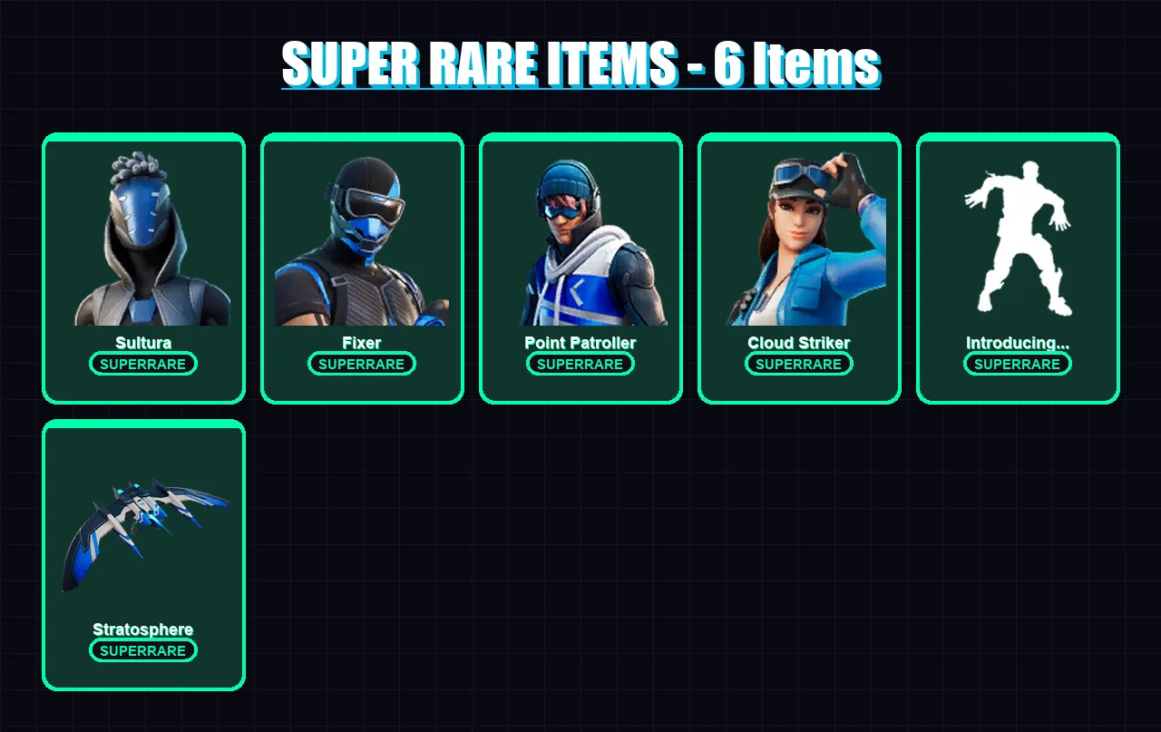 [PS4/PS5/XBOX/PC] | Sultura | Fixer | Point Patroller | Cloud Striker | Malik | 41 skin | 54 pickaxe | 36 emote | 51 glider | Lv756