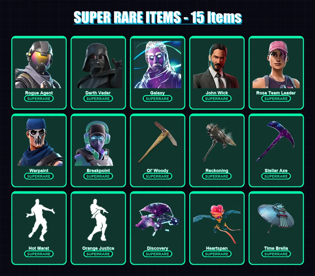 [PC/XBOX/PSN] | Rogue Agent | Darth Vader | Galaxy | John Wick | Rose Team Leader | 241 skin | 234 pickaxe | 193 emote | 218 glider | Lv2981 — Fortnite account