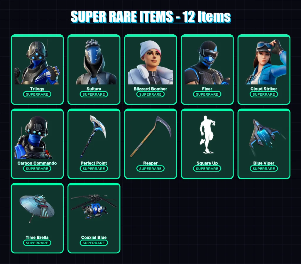 [PS4/PS5/XBOX/PC] | Trilogy | Sultura | Blizzard Bomber | Fixer | Cloud Striker | 102 skin | 109 pickaxe | 74 emote | 97 glider | Lv1351