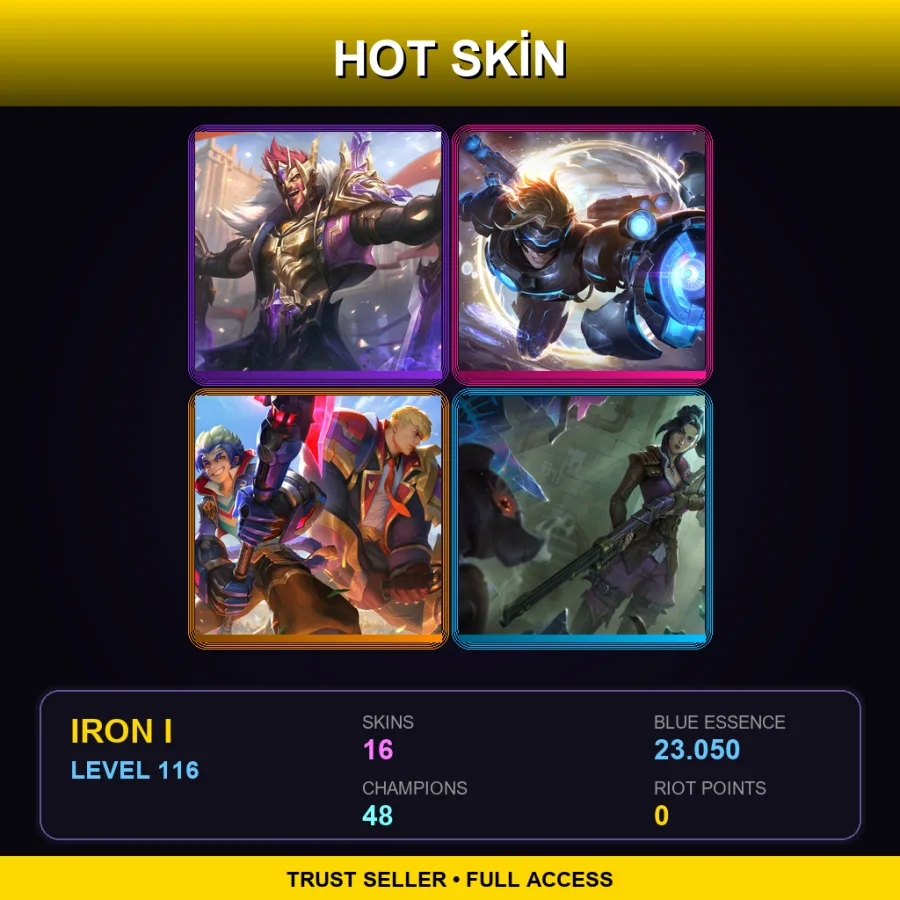 BR | Lv116 | Iron I | 16 Skin | 48 Champ — LoL account