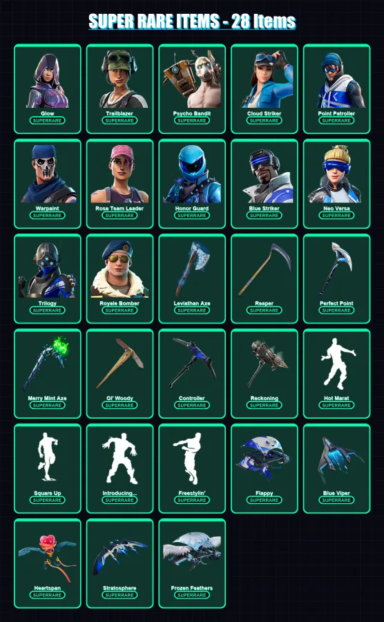 [PS4/PS5/XBOX/PC] | Glow | Trailblazer | Psycho Bandit | Cloud Striker | Point Patroller | 269 skin | 186 pickaxe | 142 emote | 135 glider | Lv1877