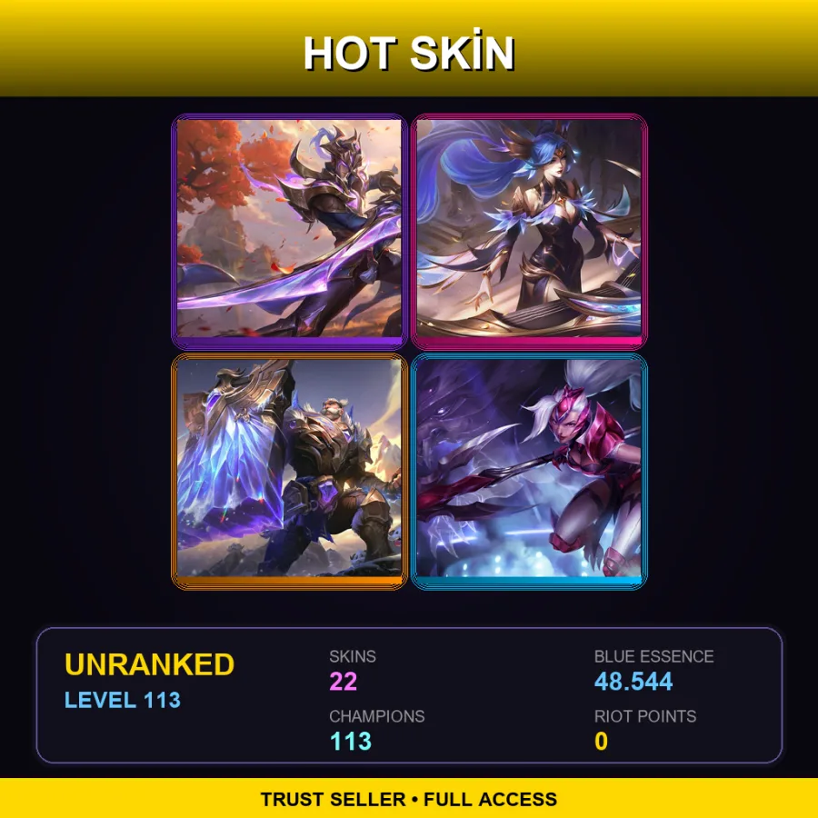TR | Lv113 | Unranked | 22 Skin | 113 Champ — Obsidian Malphite