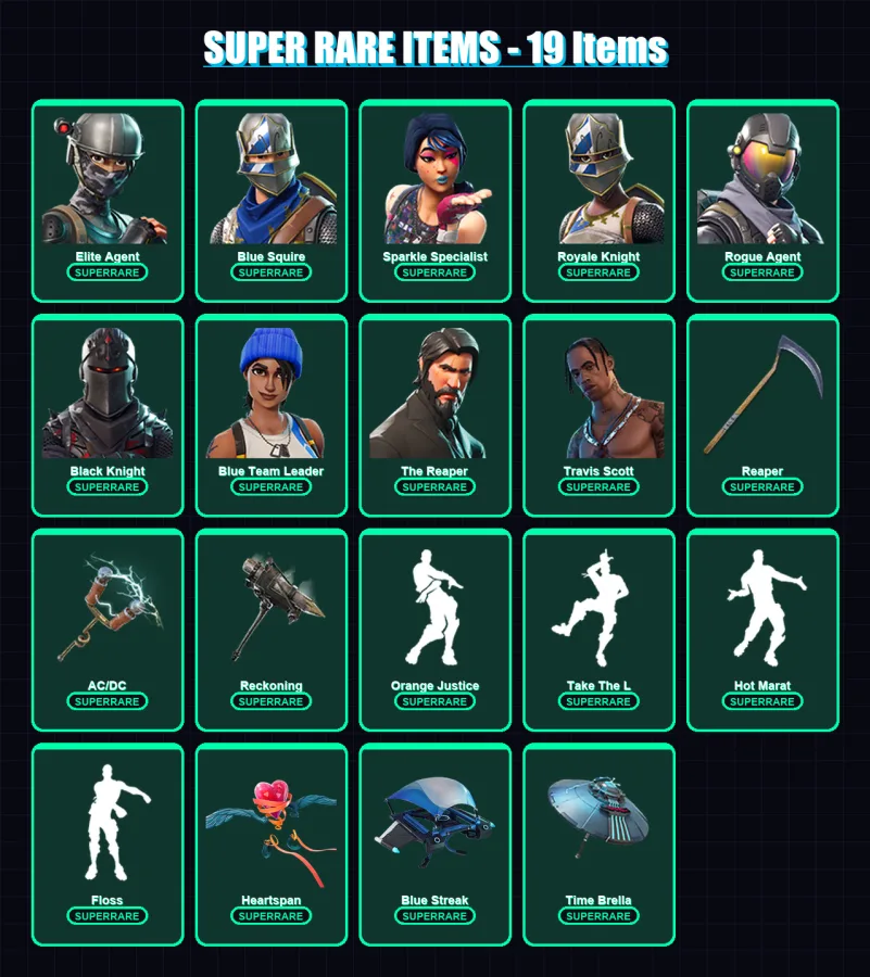 [PC/PSN] | Elite Agent | Blue Squire | Sparkle Specialist | Royale Knight | Rogue Agent | 186 skin | 158 pickaxe | 170 emote | 145 glider | Lv2283