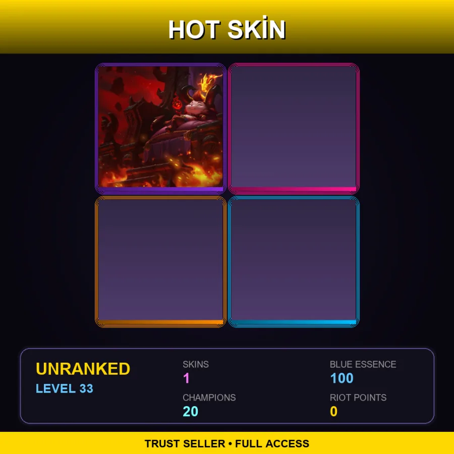 NA | Lv33 | Unranked | 1 Skin | 20 Champ — LoL account