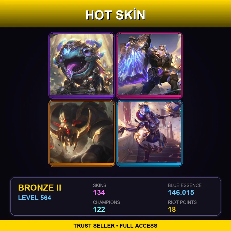 LAS | Lv564 | Bronze II | 134 Skin | 122 Champ