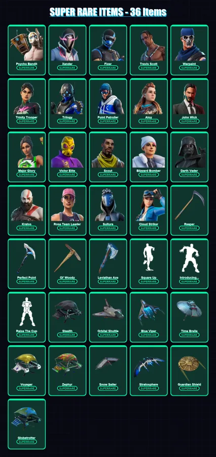 [PS4/PS5/XBOX/PC] | Psycho Bandit | Xander | Fixer | Travis Scott | Warpaint | 1037 skin | 751 pickaxe | 582 emote | 388 glider | Lv3491