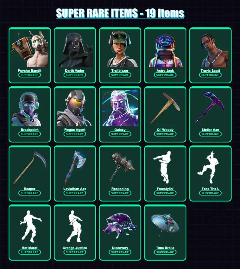 [PC/PSN] | Psycho Bandit | Darth Vader | Trailblazer | Astro Jack | Travis Scott | 454 skin | 412 pickaxe | 262 emote | 259 glider | Lv3518