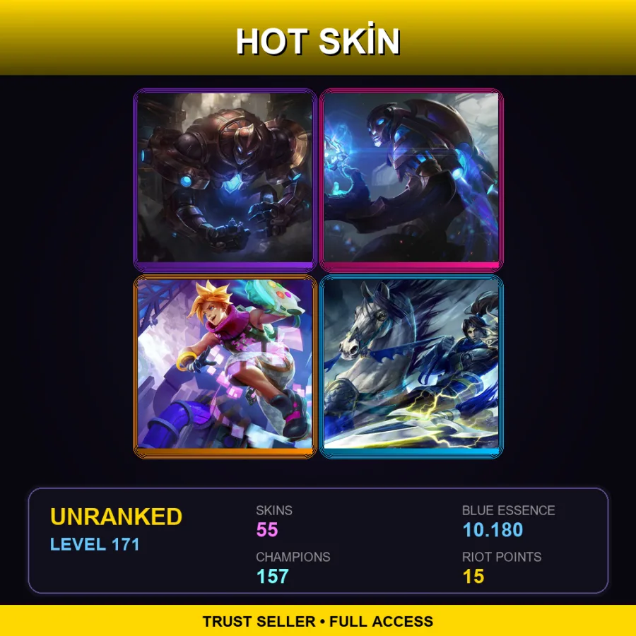 LAS | Lv171 | Unranked | 55 Skin | 157 Champ