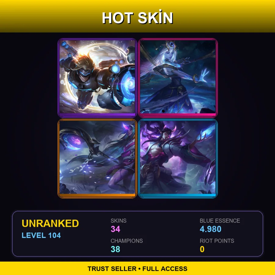 EUW | Lv104 | Unranked | 34 Skin | 38 Champ