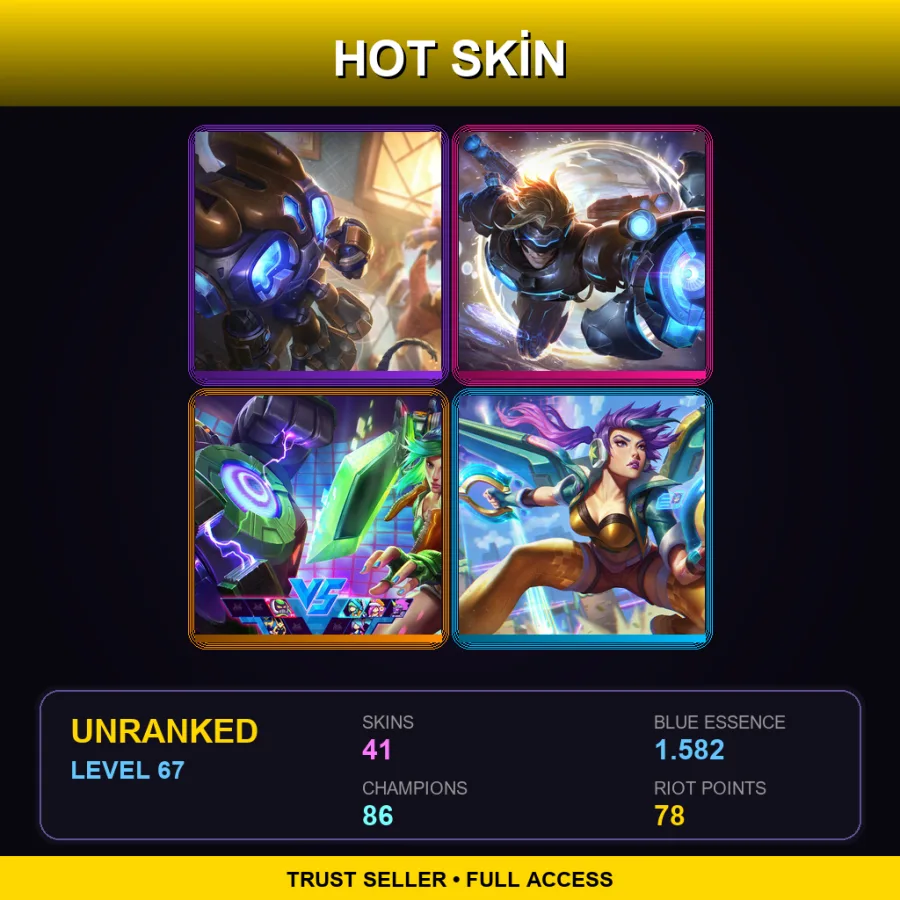 LAS | Hextech Amumu | Pulsefire Ezreal | Arcade Riven | Arcade Kai'Sa | 41 Skin | 86 Champ | Lv67