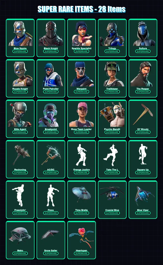 [PC/XBOX] | Blue Squire | Black Knight | Sparkle Specialist | Trilogy | Sultura | 146 skin | 132 pickaxe | 115 emote | 135 glider | Lv1674 — Fortnite account