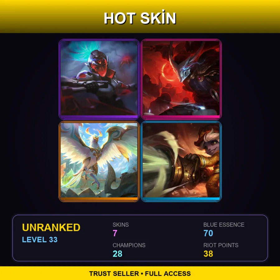 RU | PROJECT: Akali | Blood Moon Yasuo | Divine Phoenix Anivia | Firefighter Tristana | 7 Skin | 28 Champ | Lv33