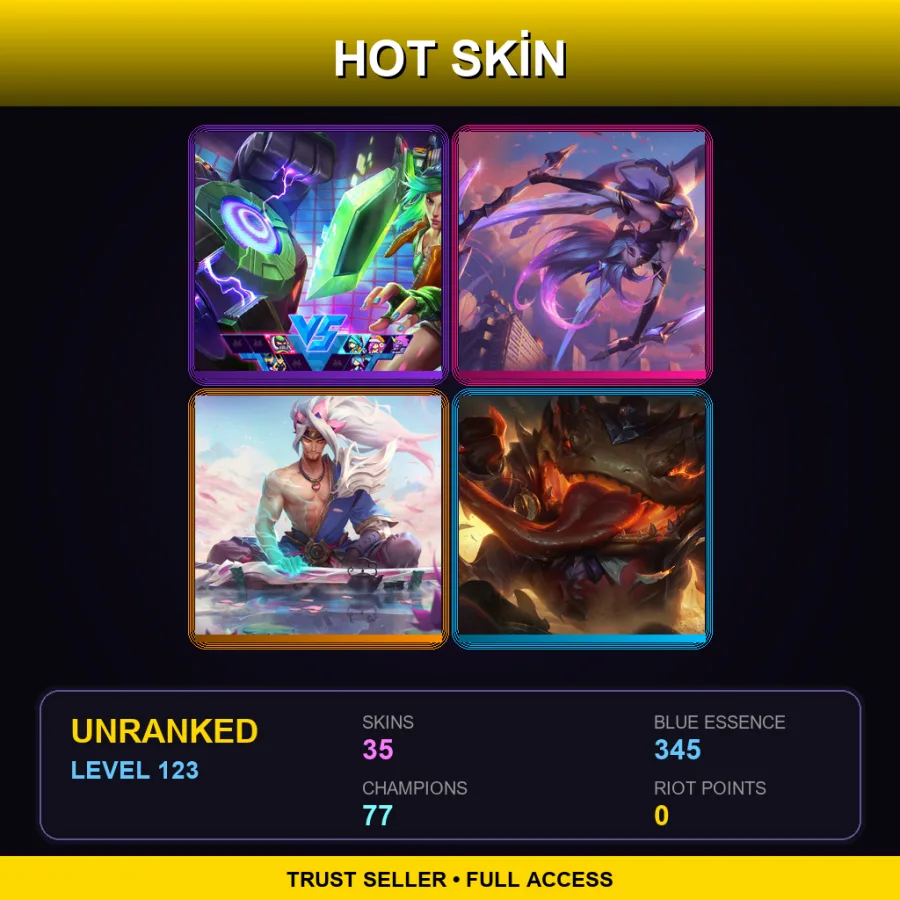 LAN | Lv123 | Unranked | 35 Skin | 77 Champ — LoL account