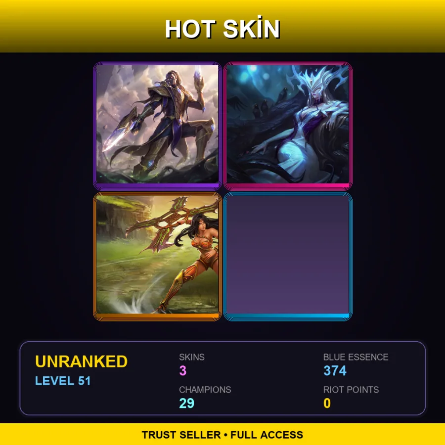 EUW | Lv51 | Unranked | 3 Skin | 29 Champ