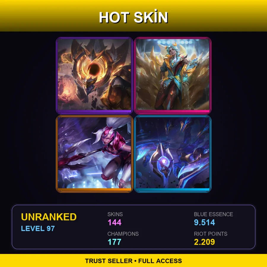 NA | Lv97 | Unranked | 144 Skin | 177 Champ