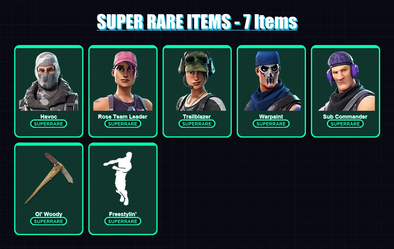 [PC/PSN] | Havoc | Rose Team Leader | Trailblazer | Warpaint | Sub Commander | 6 skin | 12 pickaxe | 8 emote | 6 glider | Lv53