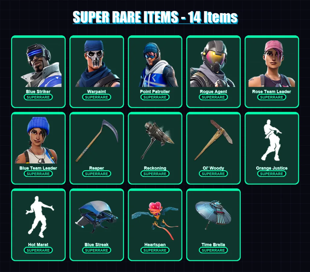 [PS4/PS5/XBOX/PC] | Blue Striker | Warpaint | Point Patroller | Rogue Agent | Rose Team Leader | 45 skin | 53 pickaxe | 54 emote | 52 glider | Lv674