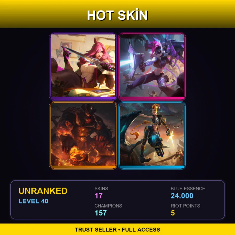VN | Lv40 | Unranked | 17 Skin | 157 Champ