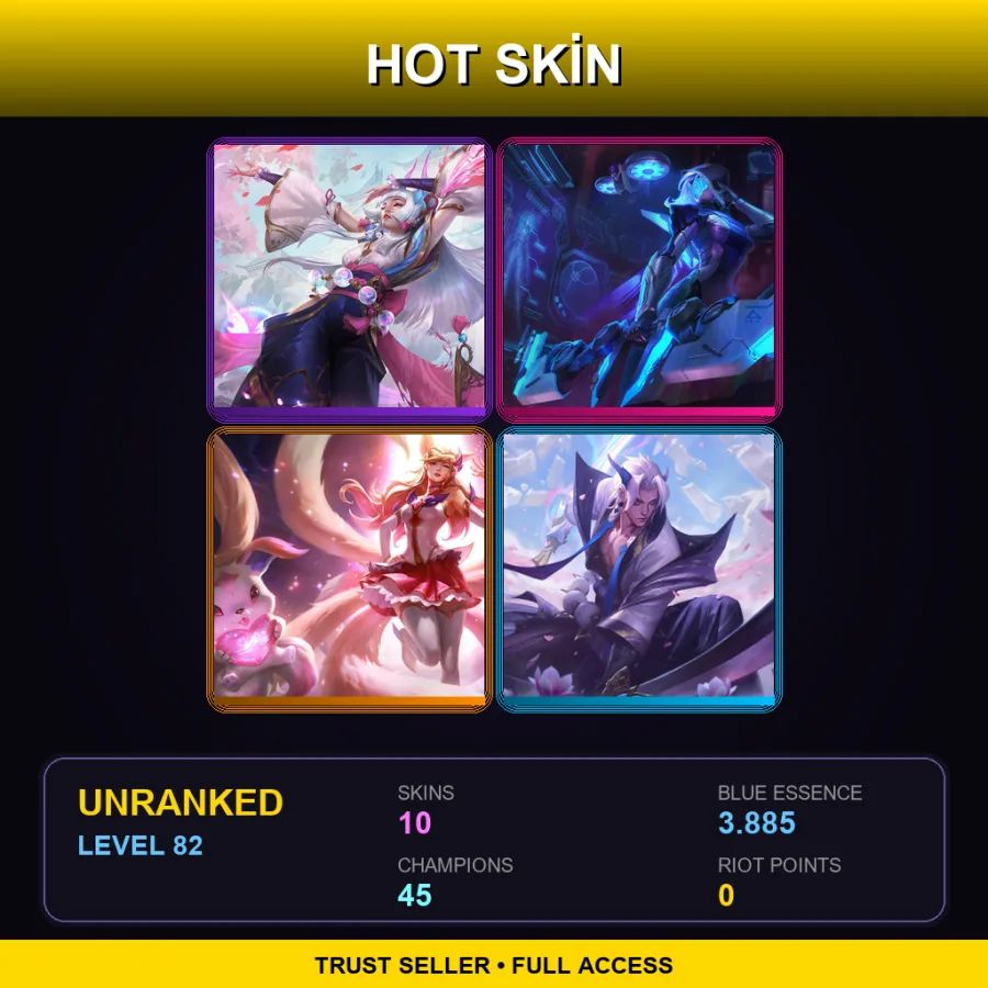EUNE | Lv82 | Unranked | 10 Skin | 45 Champ — LoL account