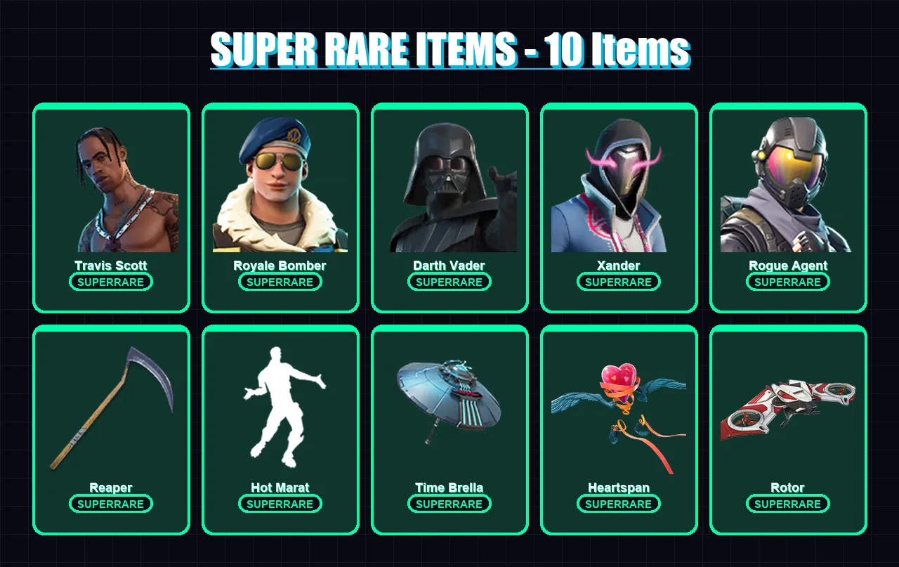 [PC/XBOX] | Travis Scott | Royale Bomber | Darth Vader | Xander | Rogue Agent | 209 skin | 221 pickaxe | 143 emote | 172 glider | Lv2928 — Fortnite account