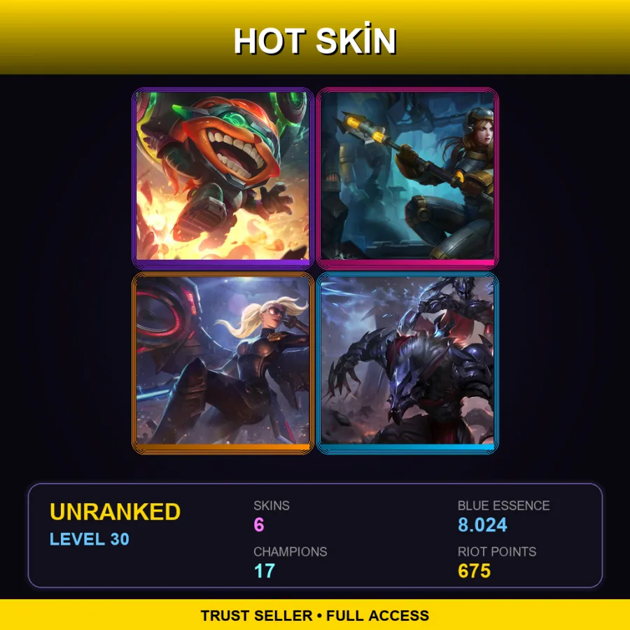 EUNE | Lv30 | Unranked | 6 Skin | 17 Champ — LoL account