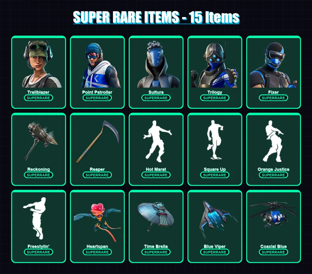 [PS4/PS5/XBOX/PC] | Trailblazer | Point Patroller | Sultura | Trilogy | Fixer | 75 skin | 60 pickaxe | 63 emote | 63 glider | Lv977 — Fortnite account
