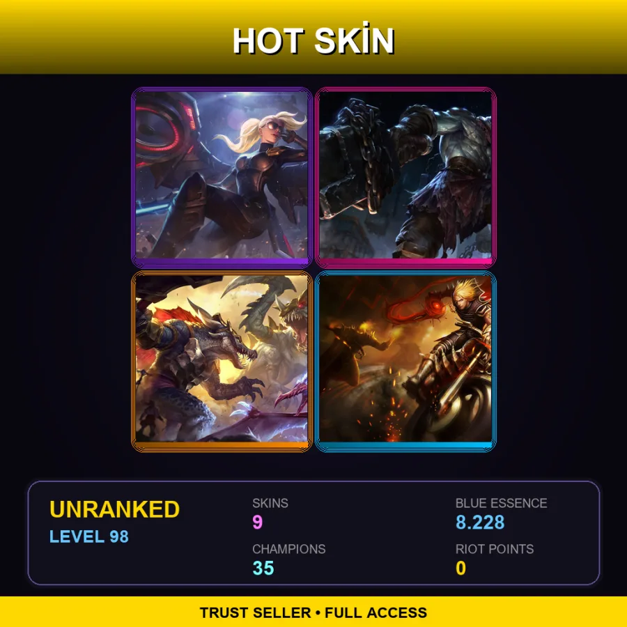 LAN | Lv98 | Unranked | 9 Skin | 35 Champ