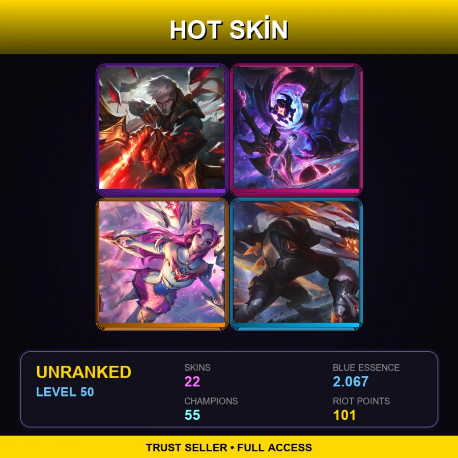 EUNE | Lv50 | Unranked | 22 Skin | 55 Champ