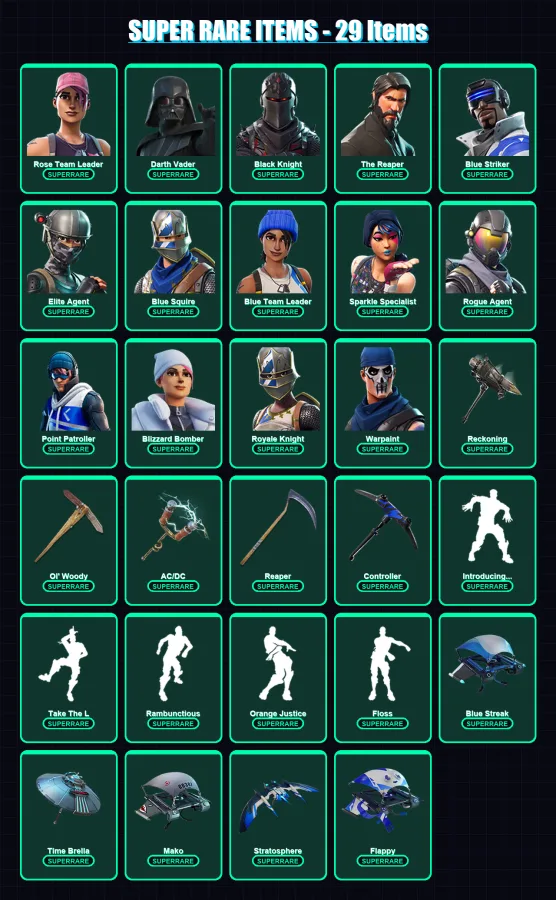 [PS4/PS5/XBOX/PC] | Rose Team Leader | Darth Vader | Black Knight | 145 skin | Lv1590 — Fortnite account