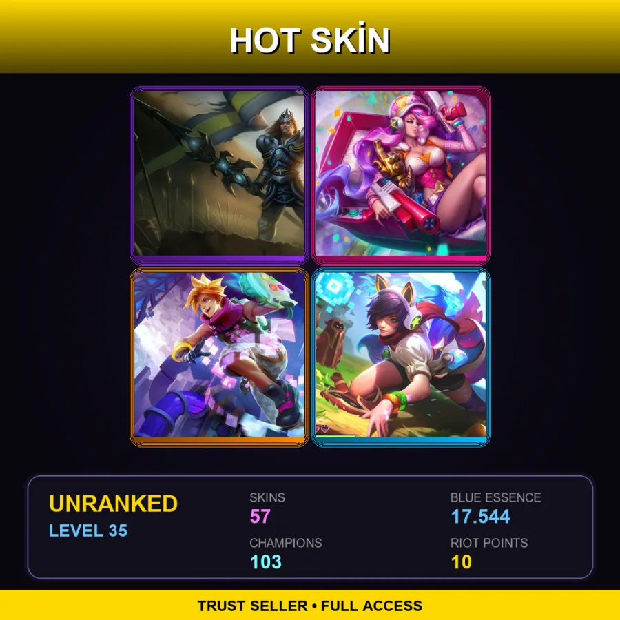 TW | Victorious Jarvan IV | Arcade Miss Fortune | Arcade Ezreal | Arcade Ahri | 57 Skin | 103 Champ | Lv35
