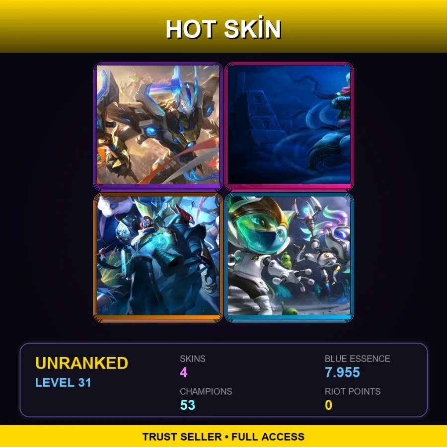 VN | Lv31 | Unranked | 4 Skin | 53 Champ — LoL account