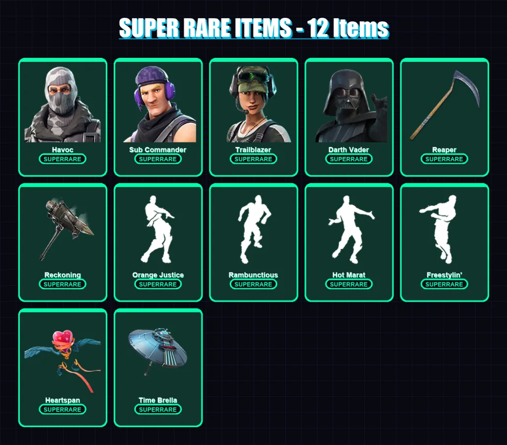 [PC/PSN] | Havoc | Sub Commander | Trailblazer | Darth Vader | Valor | 110 skin | 96 pickaxe | 106 emote | 93 glider | Lv1471