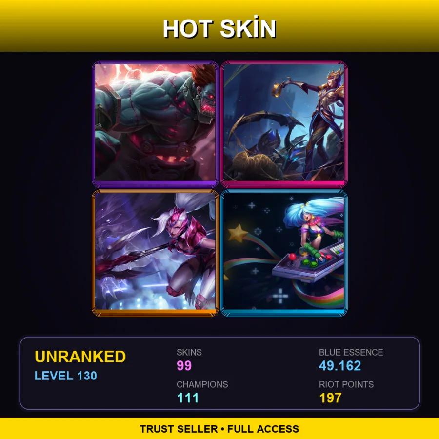 EUNE | Lv130 | Unranked | 99 Skin | 111 Champ