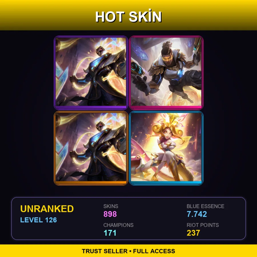NA | Lv126 | Unranked | 898 Skin | 171 Champ — Augmented Singed
