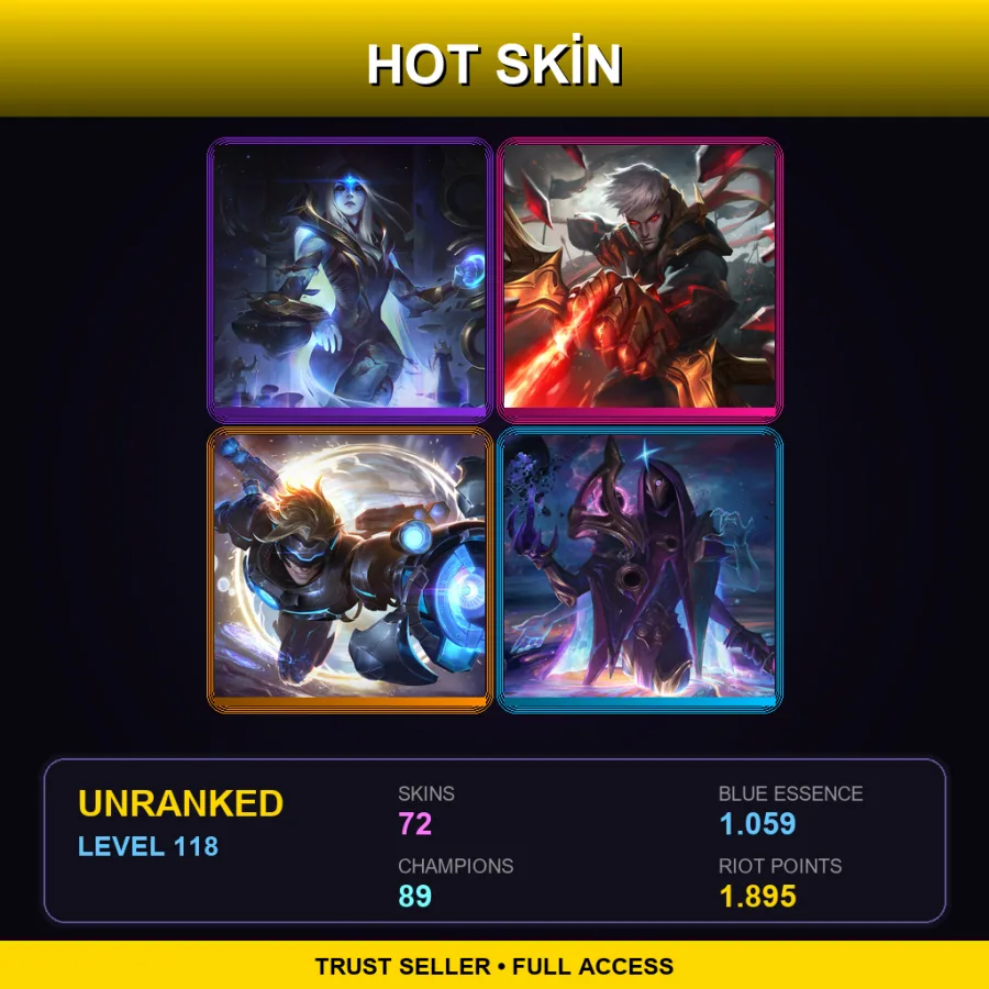 EUW | Lv118 | Unranked | 72 Skin | 89 Champ — LoL account