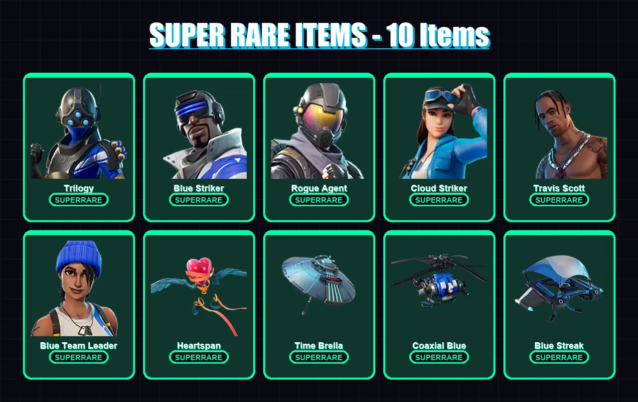 [PS4/PS5/XBOX/PC] | Trilogy | Blue Striker | Rogue Agent | Cloud Striker | Travis Scott | 20 skin | 23 pickaxe | 35 emote | 29 glider | Lv481 — Fortnite account