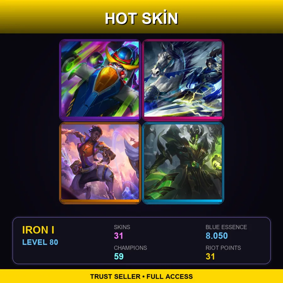TR | Lv80 | Iron I | 31 Skin | 59 Champ — LoL account