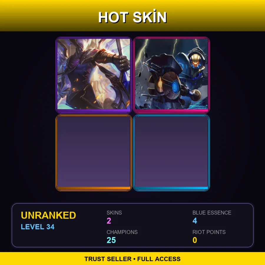 EUW | Lv34 | Unranked | 2 Skin | 25 Champ — LoL account