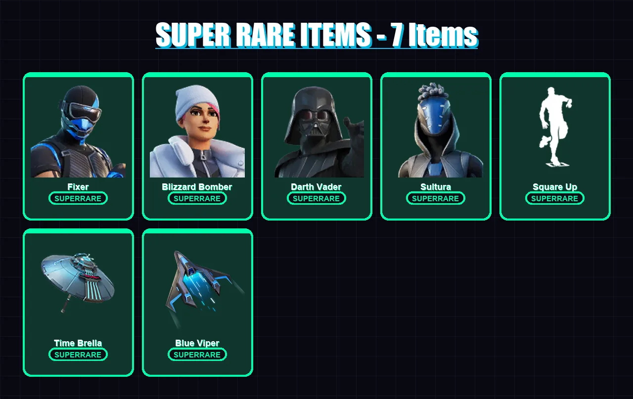 [PC/XBOX/PSN] | Fixer | Blizzard Bomber | Darth Vader | Sultura | Mizuki | 118 skin | 161 pickaxe | 103 emote | 142 glider | Lv1649