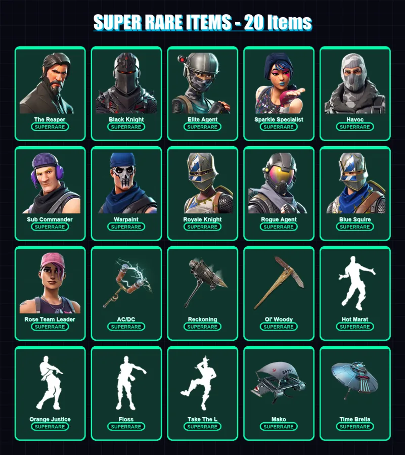 [PC/PSN] | The Reaper | Black Knight | Elite Agent | Sparkle Specialist | Havoc | 138 skin | 119 pickaxe | 117 emote | 118 glider | Lv1725