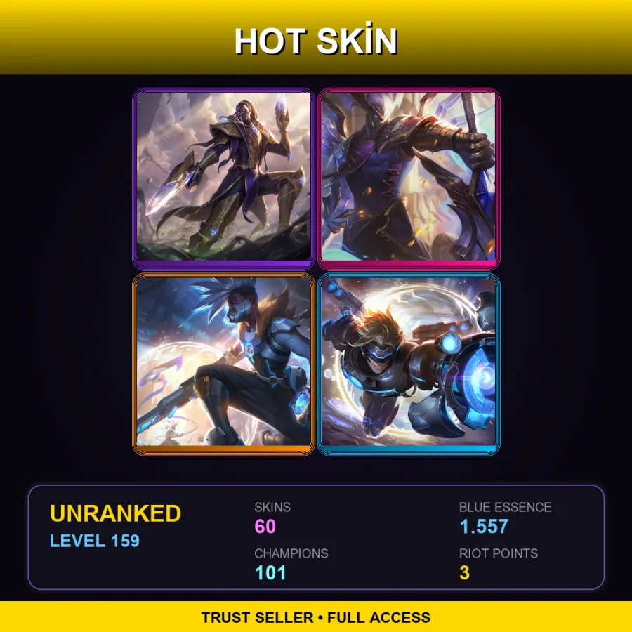 TW | Lv159 | Unranked | 60 Skin | 101 Champ — Unranked / Smurf League of Legends