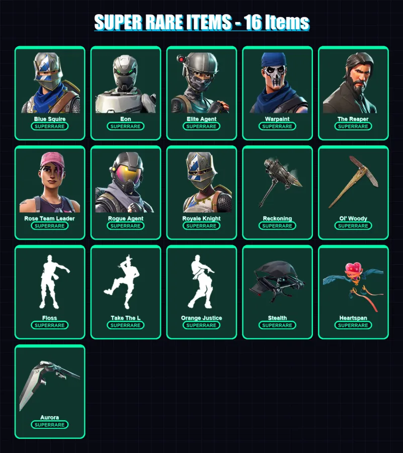 [PC/PSN] | Blue Squire | Eon | Elite Agent | Warpaint | The Reaper | 156 skin | 125 pickaxe | 147 emote | 128 glider | Lv2212