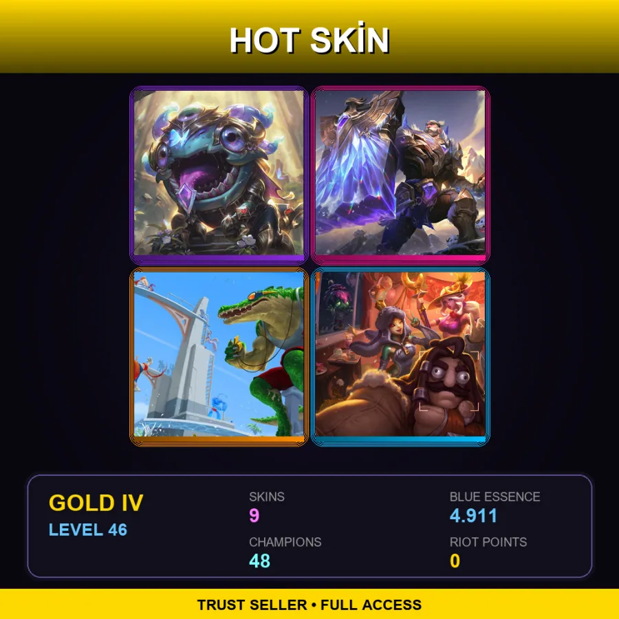 LAS | Lv46 | Gold IV | 9 Skin | 48 Champ — LoL account