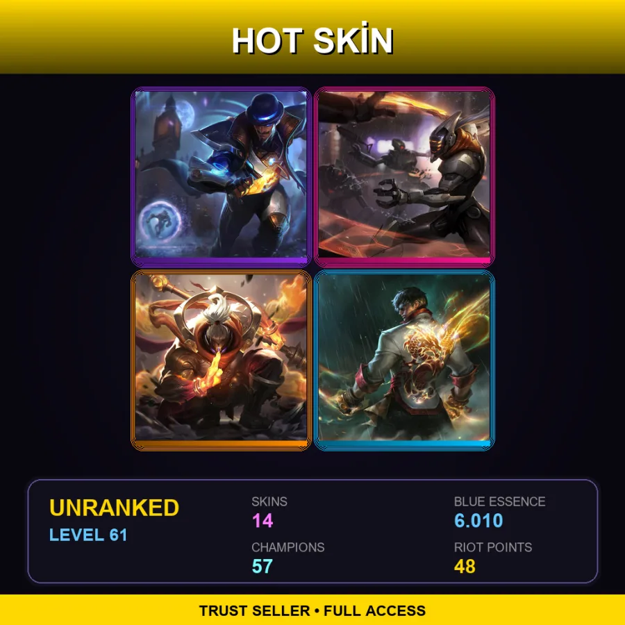 EUNE | Lv61 | Unranked | 14 Skin | 57 Champ
