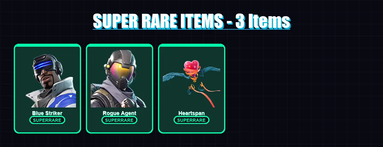 [PS4/PS5/XBOX/PC] | Blue Striker | Rogue Agent | Hybrid | Luxe | Blackheart | 27 skin | 29 pickaxe | 38 emote | 40 glider | Lv687