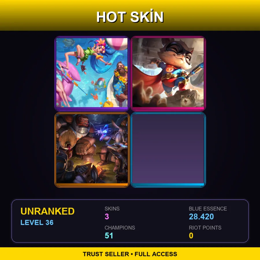 TR | Lv36 | Unranked | 3 Skin | 51 Champ