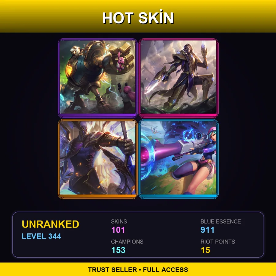 LAN | Lv344 | Unranked | 101 Skin | 153 Champ