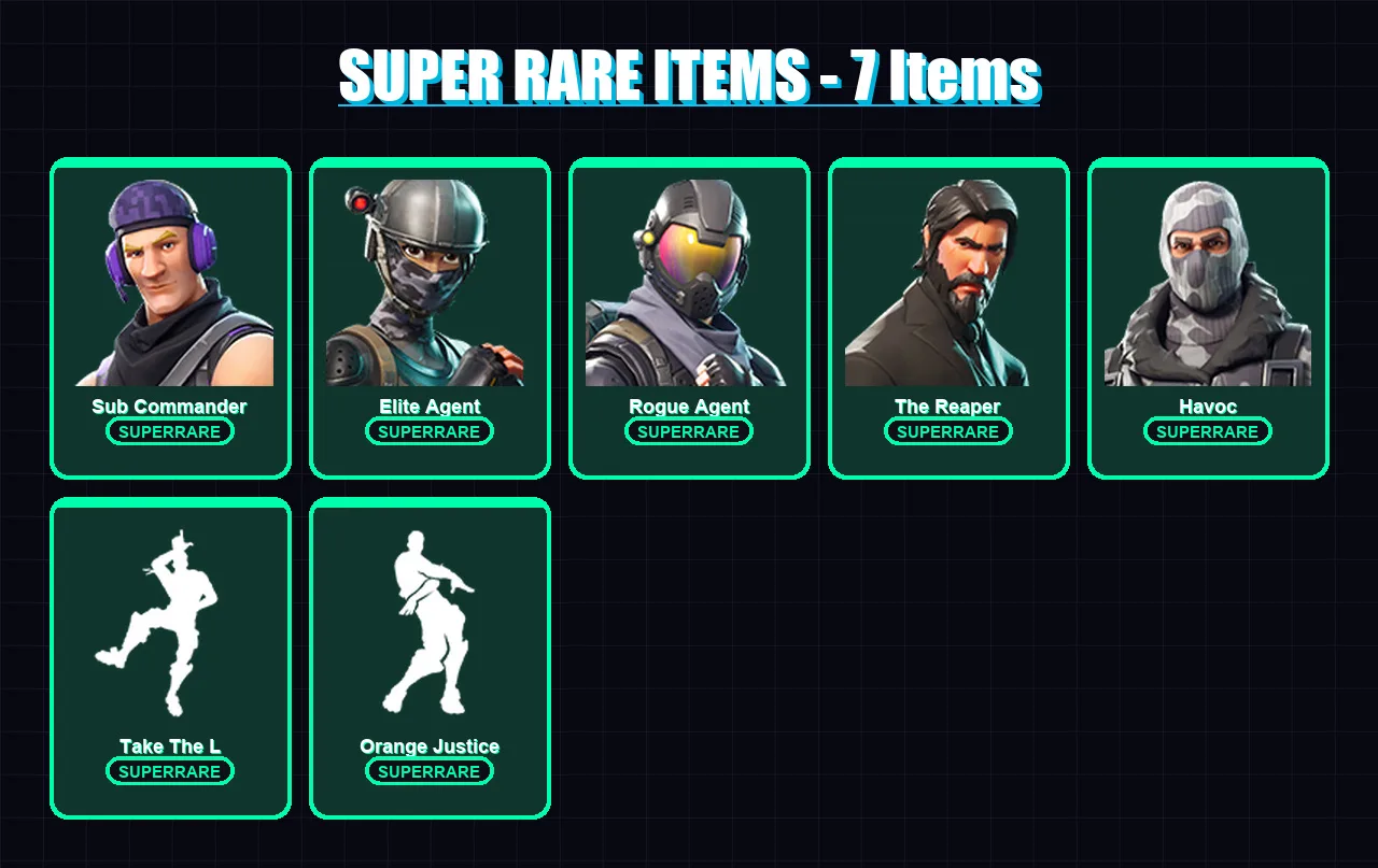 [PC/XBOX] | Sub Commander | Elite Agent | Rogue Agent | The Reaper | Havoc | 13 skin | 14 pickaxe | 31 emote | 21 glider | Lv368